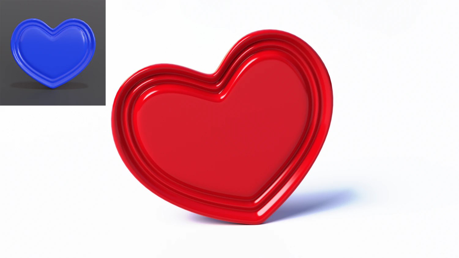 heart red and blue 3D Model .c4d .max .obj .3ds .fbx .stl .blend 