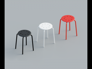 stool 3 colors red white and black Modelo 3D