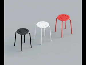 banqueta 3 cores vermelho branco e preto Modelo 3D