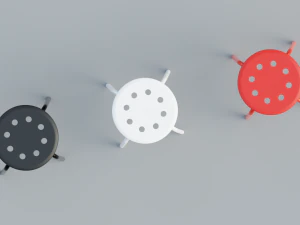 stool 3 colors red white and black 3D Model