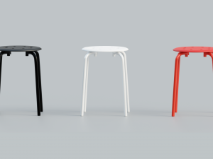 stool 3 colors red white and black 3D Модель