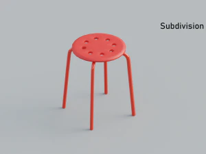 stool 3 colors red white and black 3D Model