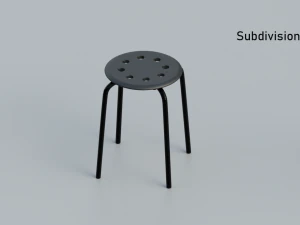 stool 3 colors red white and black 3D Model