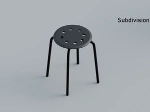 stool 3 colors red white and black 3D Model