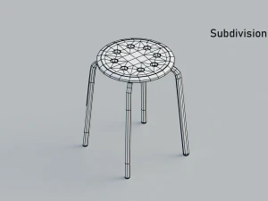 stool 3 colors red white and black 3D Model