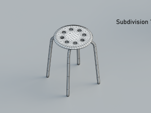 stool 3 colors red white and black 3D Модель