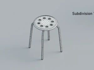 stool 3 colors red white and black 3D Model