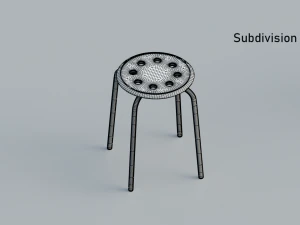 stool 3 colors red white and black 3D Model