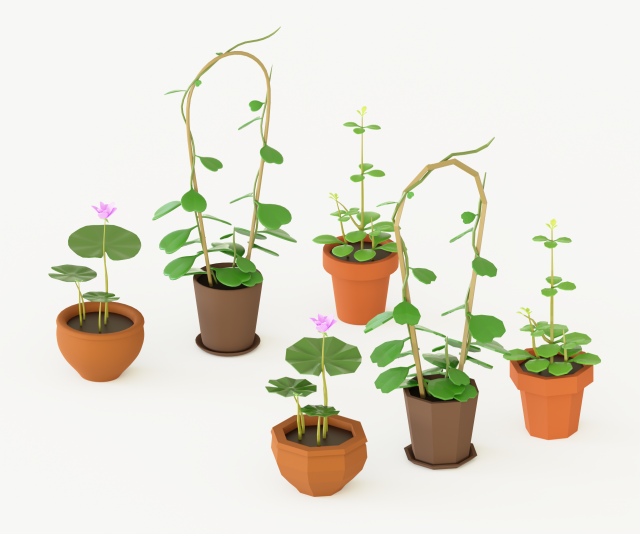 asset cartoon houseplant 3D Model .c4d .max .obj .3ds .fbx .stl .blend 