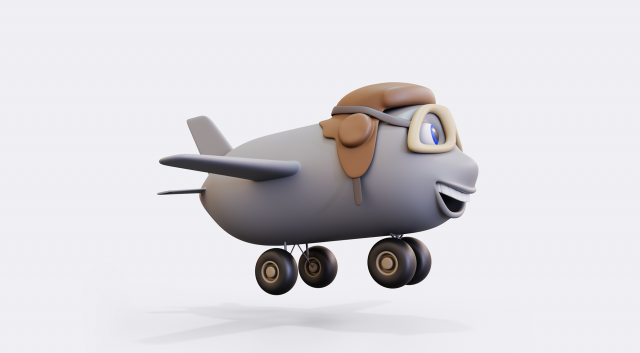 Cartoon airplane with eyes Modelo 3D .c4d .max .obj .3ds .fbx .stl .blend 