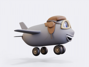 Cartoon airplane with eyes Model 3D