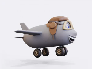 Aeroplano del fumetto con gli occhi Modello 3D