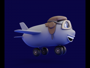 Cartoon airplane with eyes Modelo 3D