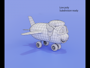 Cartoon airplane with eyes Modelo 3D