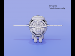 Cartoon airplane with eyes Modelo 3D