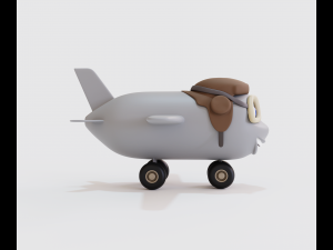 Cartoon airplane with eyes Modelo 3D