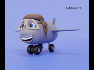 Cartoon airplane with eyes Modelo 3D