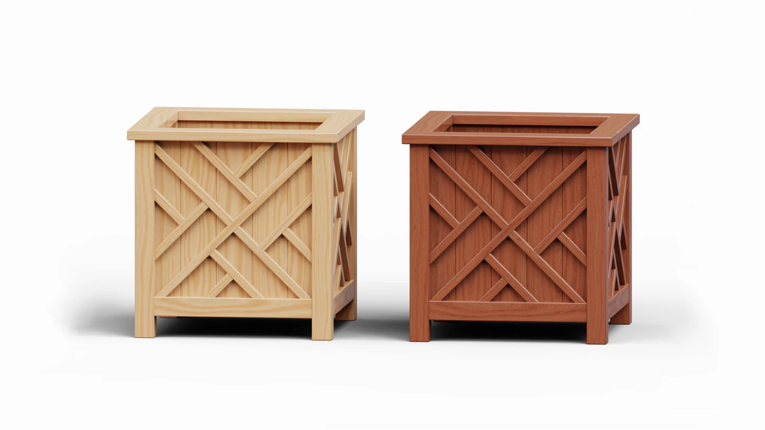 Wooden flower box 3D Model .c4d .max .obj .3ds .fbx .stl .blend 