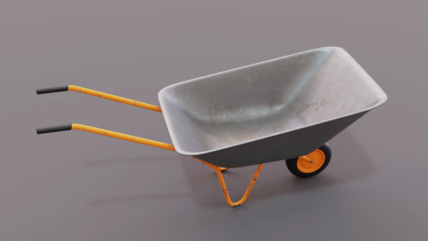 Realistic Orange wheelbarrow 3D Model .c4d .max .obj .3ds .fbx .stl .blend