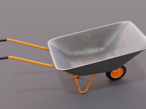 Realistic Orange wheelbarrow Modelo 3D
