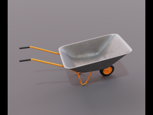 Realistic Orange wheelbarrow Modello 3D
