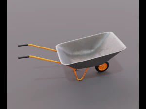 Realistic Orange wheelbarrow 3D Model