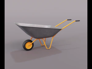 Realistic Orange wheelbarrow 3D Model