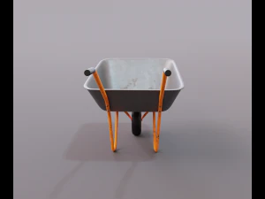 Realistic Orange wheelbarrow 3D Model