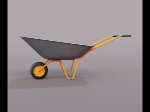 Realistic Orange wheelbarrow Modello 3D