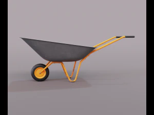 Realistic Orange wheelbarrow 3D Model