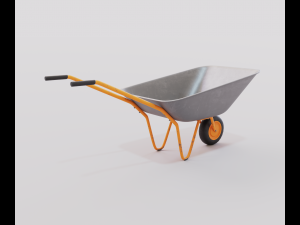 Realistic Orange wheelbarrow Modello 3D