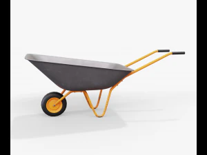 Realistic Orange wheelbarrow 3D Model