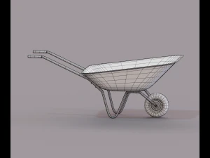 Realistic Orange wheelbarrow 3D Model