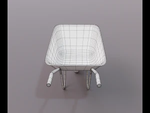 Realistic Orange wheelbarrow 3D Model