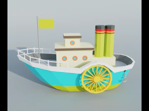 蒸気船 3Dモデル