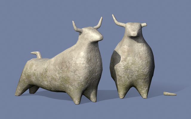 Stone bull statue Model 3D .c4d .max .obj .3ds .fbx .stl .blend 