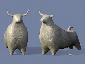 Stone bull statue Model 3D
