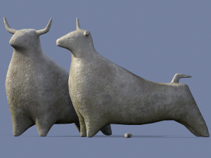 Stone bull statue Model 3D