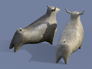 Stone bull statue Model 3D