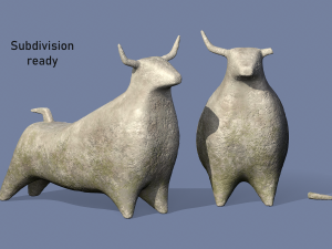 Stone bull statue Model 3D