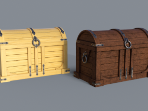 Old treasure chest pine and brown 3D Модель