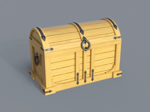 Old treasure chest pine and brown 3D Model