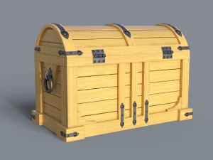 Old treasure chest pine and brown 3D Model