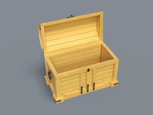 Old treasure chest pine and brown 3D Model