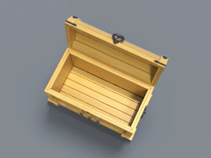 Old treasure chest pine and brown 3D Model