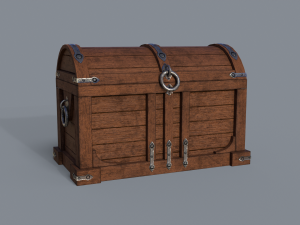 Old treasure chest pine and brown Modello 3D