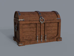 Old treasure chest pine and brown 3D Model