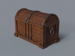 Old treasure chest pine and brown 3D Model
