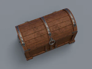 Old treasure chest pine and brown 3D Model