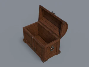 Old treasure chest pine and brown 3D Model